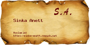 Sinka Anett névjegykártya